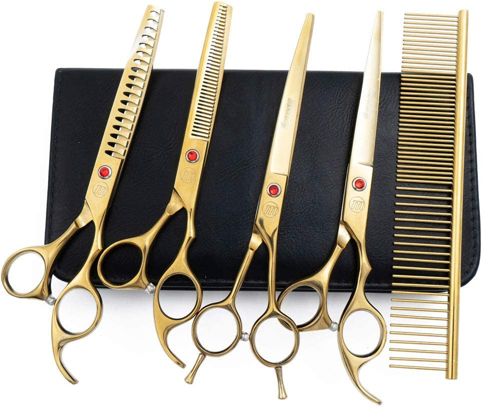 Salon-Grade Dog Grooming Shears Set — 5-Piece Professional Kit (Japanese Steel)