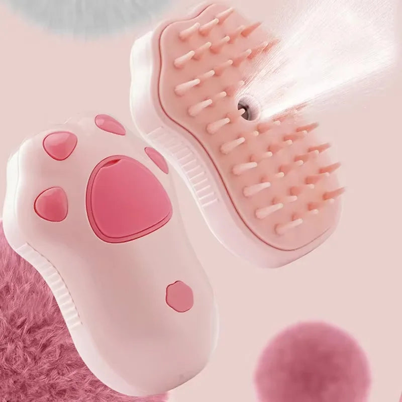 3-in-1 Electric Steam Grooming Brush for Cats & Dogs — Rechargeable Pet Hair Remover