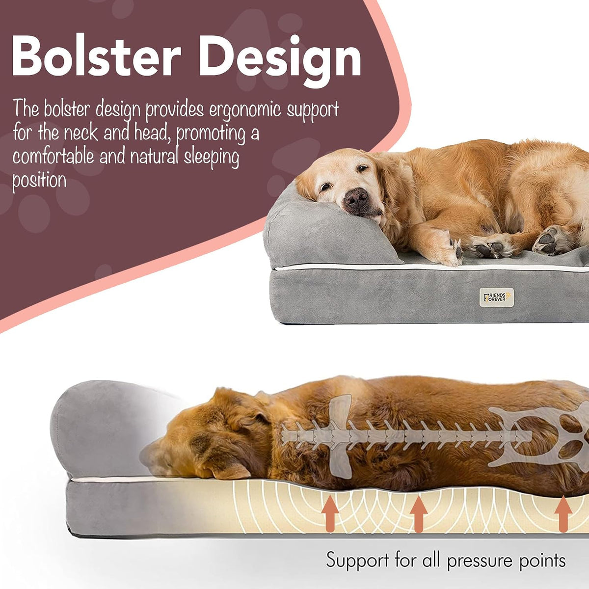 Dog bed bolster design detail