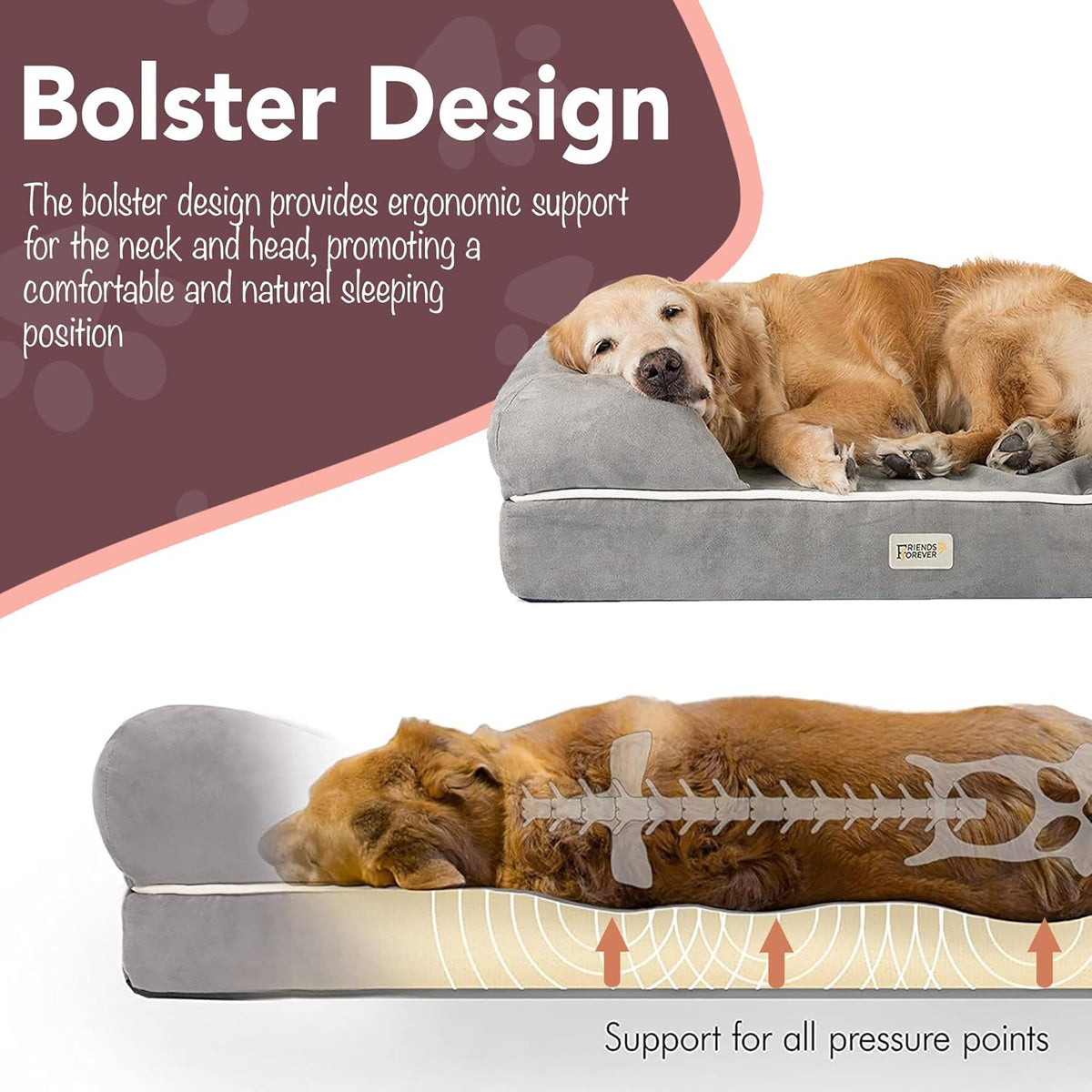 Dog bed bolster design detail