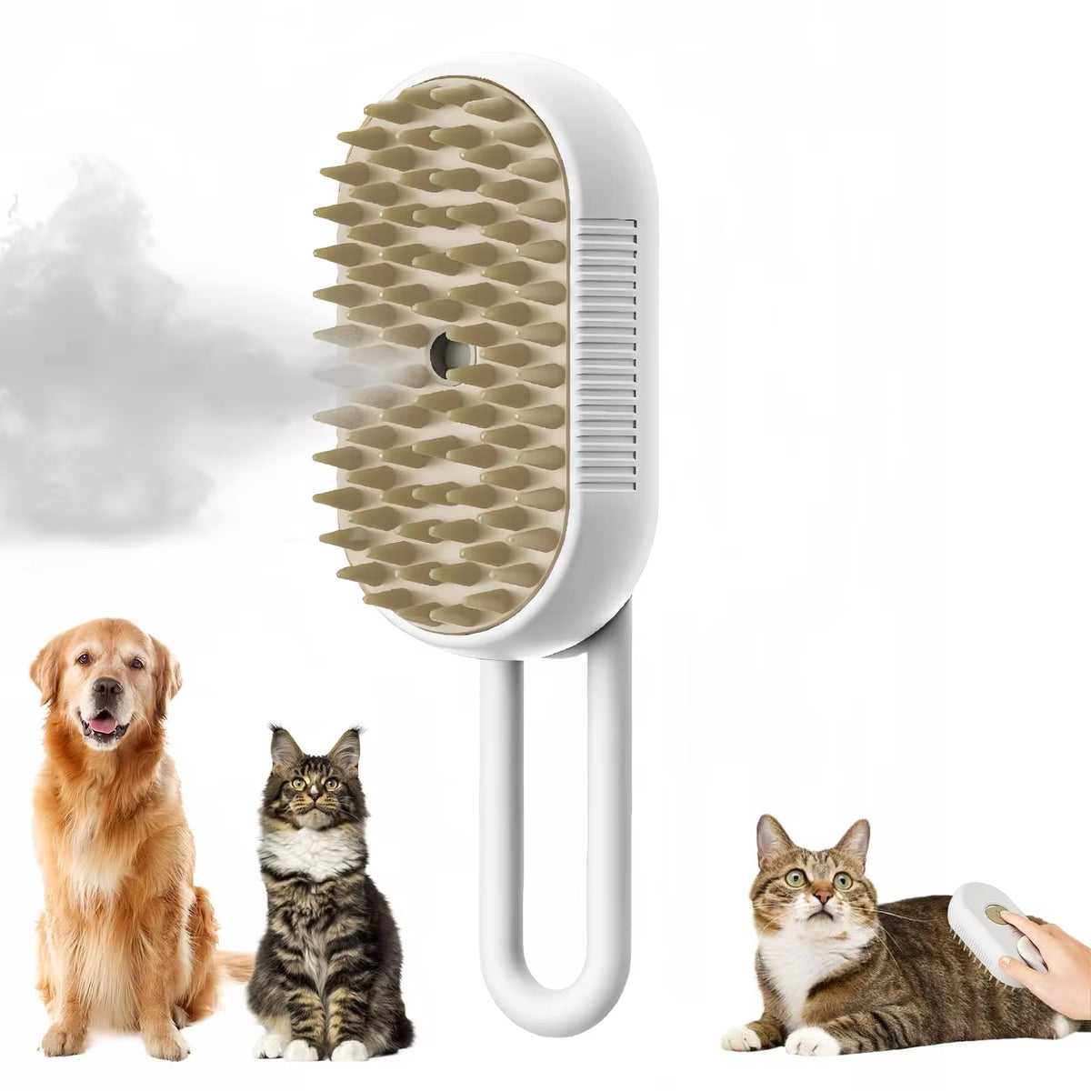 3-in-1 Electric Steam Grooming Brush for Cats & Dogs — Rechargeable Pet Hair Remover