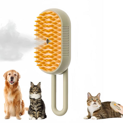 3-in-1 Electric Steam Grooming Brush for Cats & Dogs — Rechargeable Pet Hair Remover