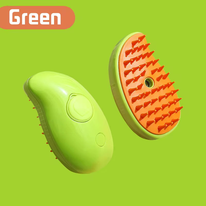 3-in-1 Electric Steam Grooming Brush for Cats & Dogs — Rechargeable Pet Hair Remover